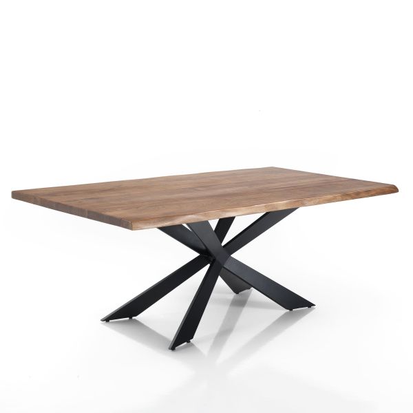 Tavolo in legno massello con base in acciaio Walt