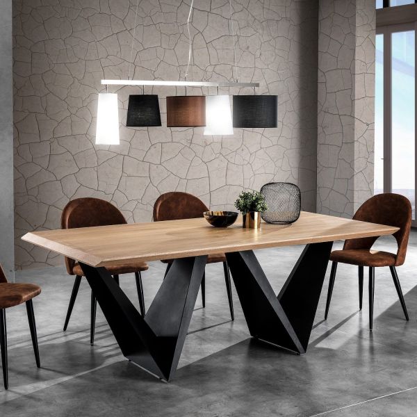 Tavolo da pranzo in metallo e legno MDF Added