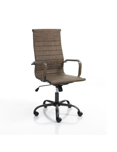 Poltrona direzionale regolabile in ecopelle Mastery Brown