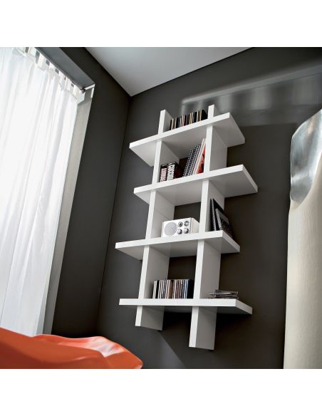 Libreria verticale da parete in legno bianco opaco Gilmar Libreria verticale da parete in legno bianco opaco Gilmar
