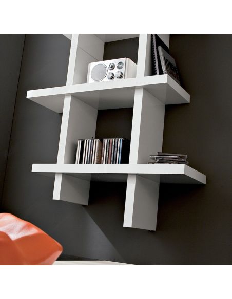 Libreria verticale da parete in legno bianco opaco Gilmar Libreria verticale da parete in legno bianco opaco Gilmar