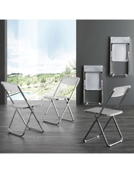 Set 4 sedie pieghevoli con carrello o gancio a muro Trixy Lux