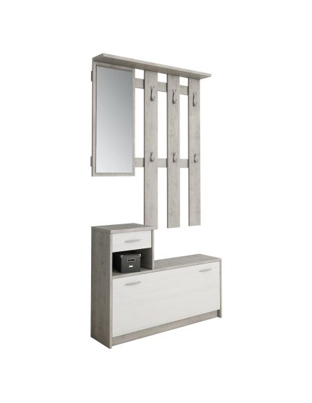 Mobile ingresso con appendiabiti e scarpiera Redmond Cement