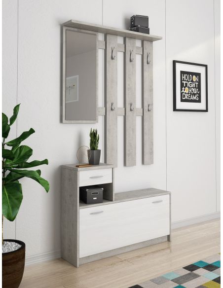 Mobile ingresso con appendiabiti e scarpiera Redmond Cement