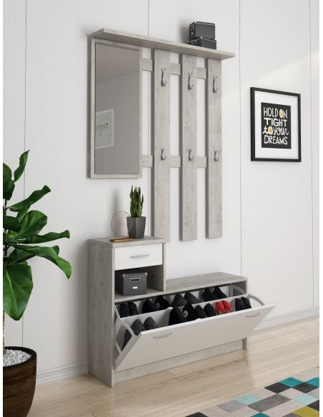 Mobile ingresso con appendiabiti e scarpiera Redmond Cement