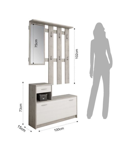 Mobile ingresso con appendiabiti e scarpiera Redmond Cement