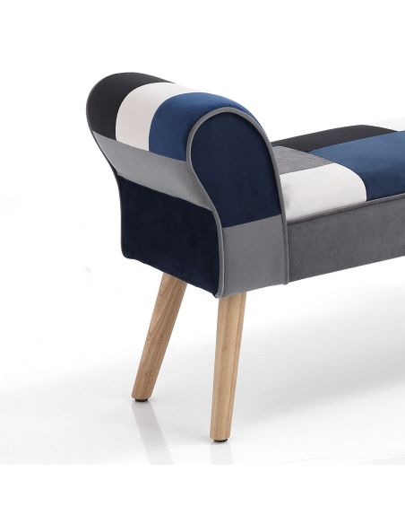 Panca patchwork in tessuto design moderno Axel