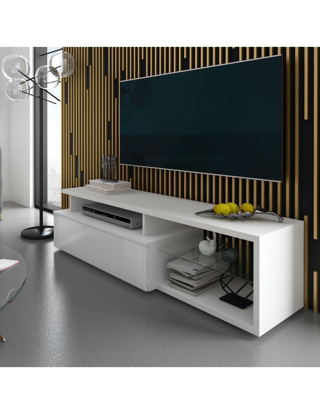Mobile TV design moderno in legno bianco Ballarat