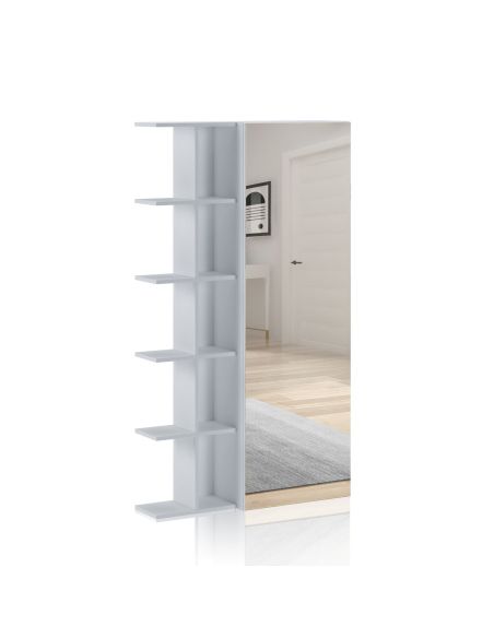 Armadio guardaroba per ingresso con libreria e specchio Keris Armadio guardaroba per ingresso con libreria e specchio Keris