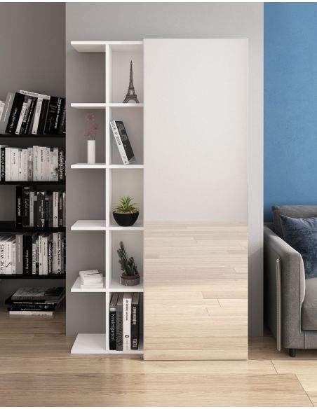 Armadio guardaroba per ingresso con libreria e specchio Keris Armadio guardaroba per ingresso con libreria e specchio Keris