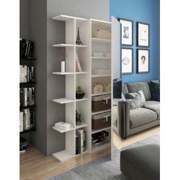 Armadio guardaroba per ingresso con libreria e specchio Keris 2