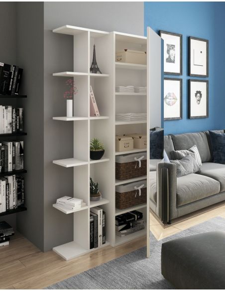 Armadio guardaroba per ingresso con libreria e specchio Keris Armadio guardaroba per ingresso con libreria e specchio Keris