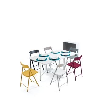 Consolle trasformabile in tavolo con sedie pieghevoli incorporate Newton 2