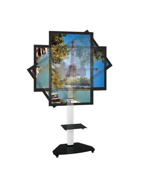 Carrello porta TV regolabile e ruotabile Agile Bianco