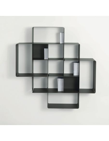 Libreria a parete moderna in acciaio modulare 120 x 120 cm Kreando