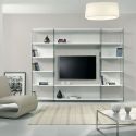 Libreria porta TV da parete in legno e vetro 250 x 200 cm Byblos