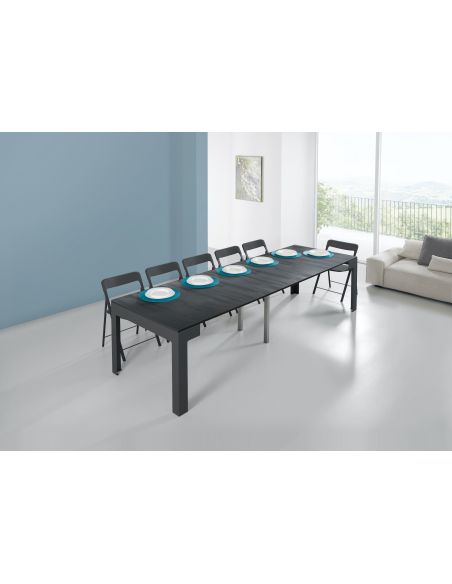 Tavolo consolle allungabile in acciaio e laminato Dutton Tavolo consolle allungabile in acciaio e laminato Dutton