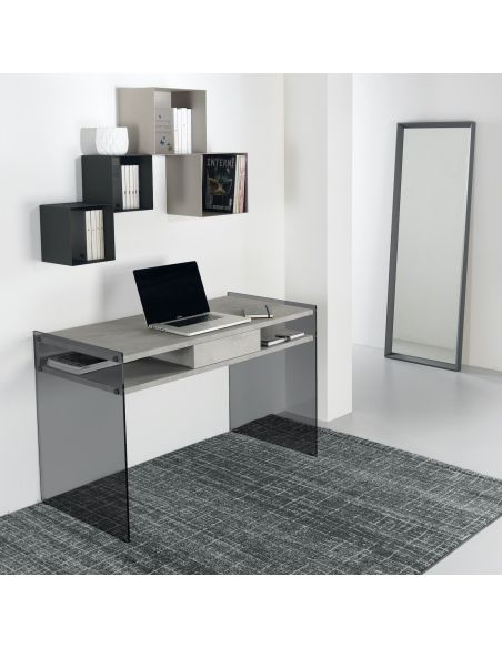 Scrivania design in vetro e laminato 120 cm Patrik Scrivania design in vetro e laminato 120 cm Patrik