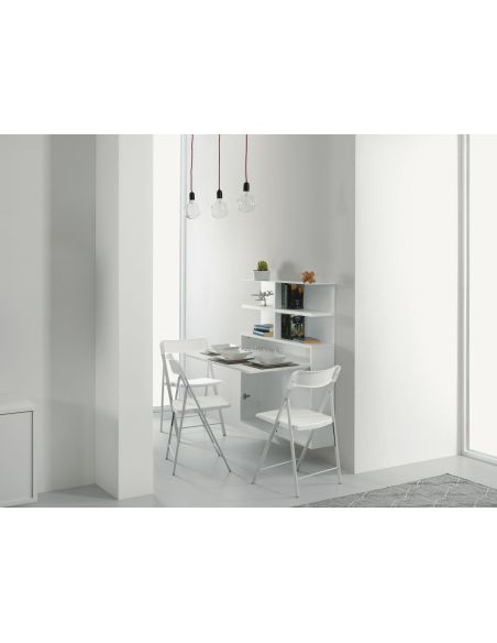 Scrivania a scomparsa con libreria e sedie pieghevoli Jacob Scrivania a scomparsa con libreria e sedie pieghevoli Jacob