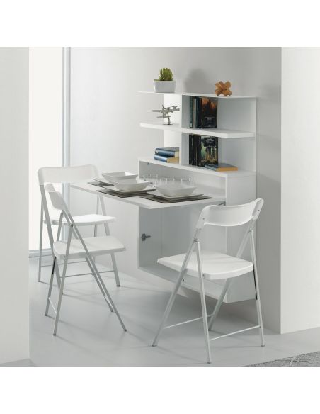 Scrivania a scomparsa con libreria e sedie pieghevoli Jacob Scrivania a scomparsa con libreria e sedie pieghevoli Jacob