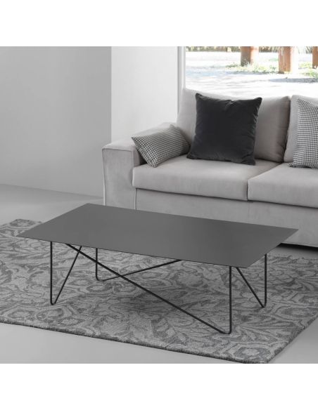 Tavolino soggiorno rettangolare in acciaio Kristin
