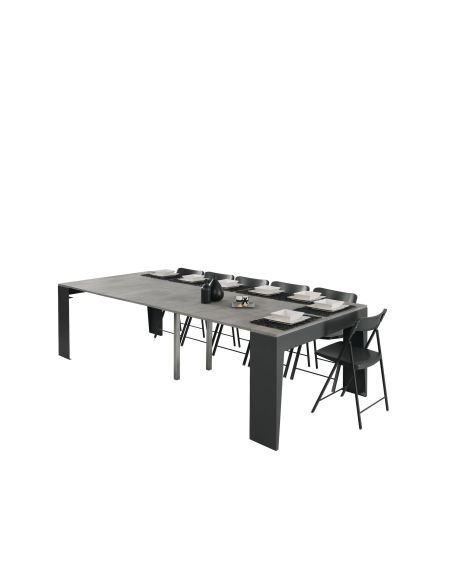 Tavolo consolle allungabile in acciaio e laminato Glen 120 Tavolo consolle allungabile in acciaio e laminato Glen 120