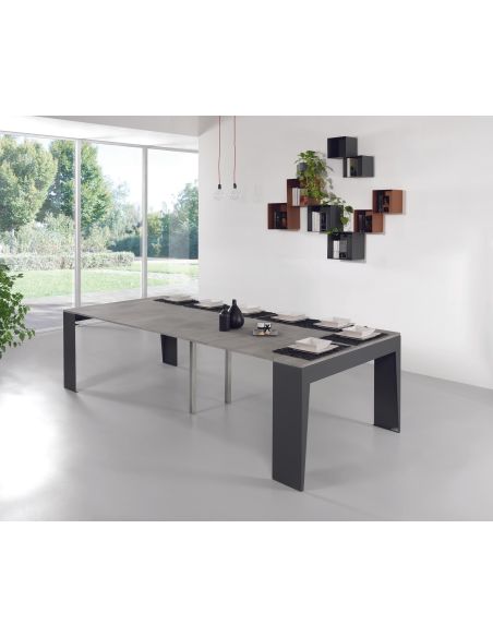 Tavolo consolle allungabile in acciaio e laminato Glen 120 Tavolo consolle allungabile in acciaio e laminato Glen 120