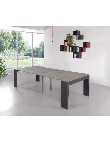Tavolo consolle allungabile in acciaio e laminato Glen 120 Tavolo consolle allungabile in acciaio e laminato Glen 120