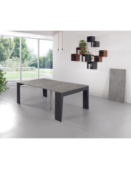 Tavolo consolle allungabile in acciaio e laminato Glen 120 Tavolo consolle allungabile in acciaio e laminato Glen 120