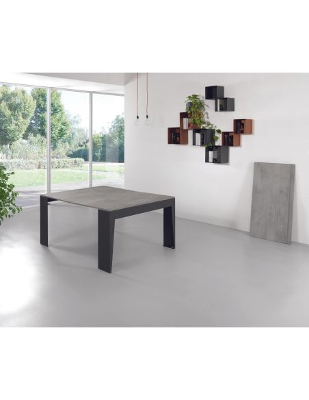 Tavolo consolle allungabile in acciaio e laminato Glen 120 Tavolo consolle allungabile in acciaio e laminato Glen 120