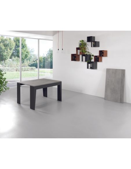 Tavolo consolle allungabile in acciaio e laminato Glen 120 Tavolo consolle allungabile in acciaio e laminato Glen 120