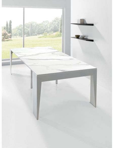 Tavolo consolle allungabile in acciaio e laminato Glen 120 Tavolo consolle allungabile in acciaio e laminato Glen 120