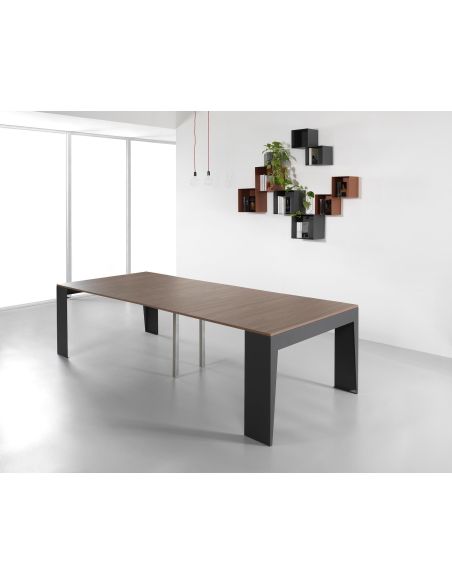 Tavolo consolle allungabile in acciaio e laminato Glen 120 Tavolo consolle allungabile in acciaio e laminato Glen 120