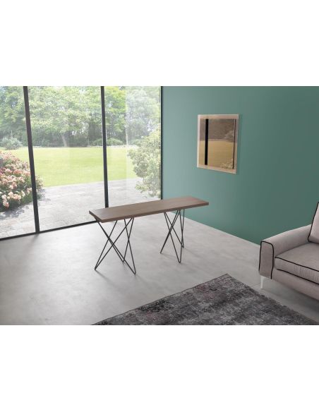 Tavolo consolle apribile a libro in acciaio e laminato Enduring