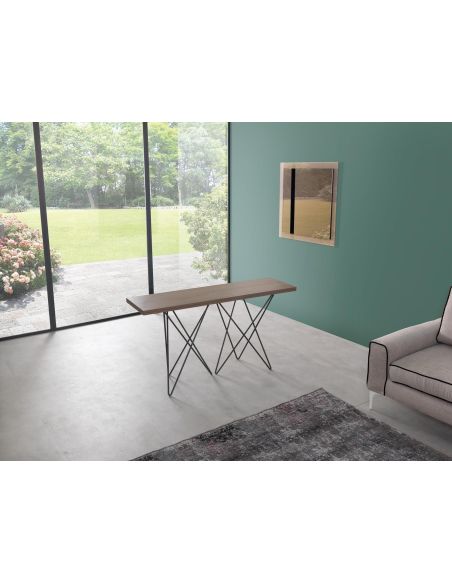 Tavolo consolle apribile a libro in acciaio e laminato Enduring