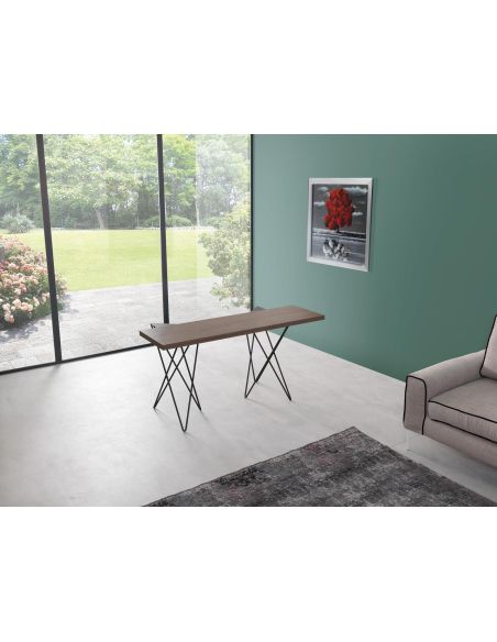 Tavolo consolle apribile a libro in acciaio e laminato Enduring