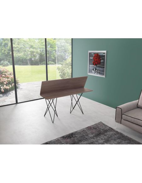 Tavolo consolle apribile a libro in acciaio e laminato Enduring