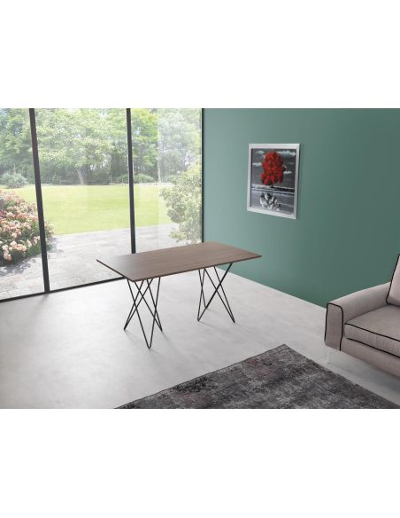 Tavolo consolle apribile a libro in acciaio e laminato Enduring
