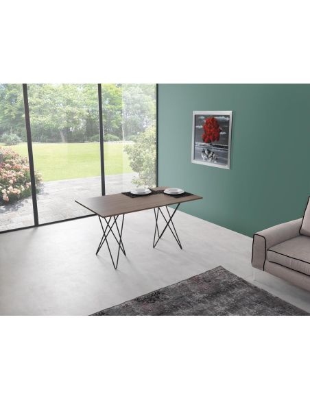 Tavolo consolle apribile a libro in acciaio e laminato Enduring