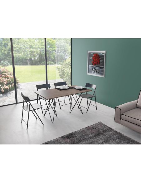 Tavolo consolle apribile a libro in acciaio e laminato Enduring