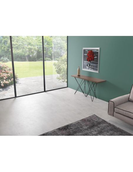 Tavolo consolle apribile a libro in acciaio e laminato Enduring