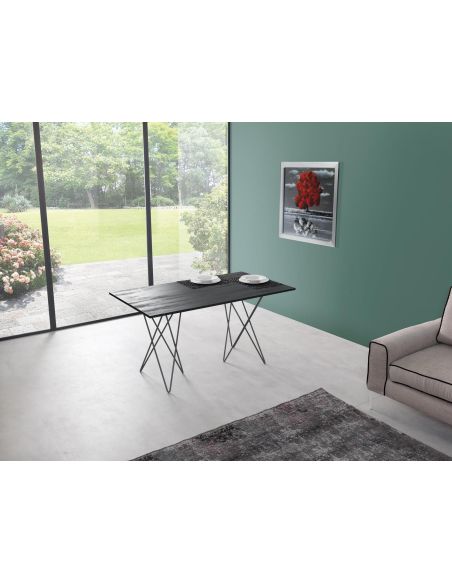 Tavolo consolle apribile a libro in acciaio e laminato Enduring