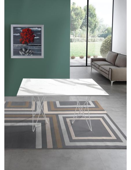 Tavolo consolle apribile a libro in acciaio e laminato Enduring