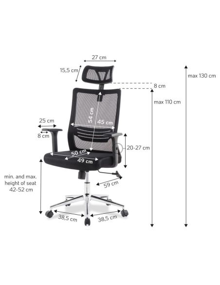 Sedia da ufficio con schienale in rete e base cromata Benton Sedia da ufficio con schienale in rete e base cromata Benton