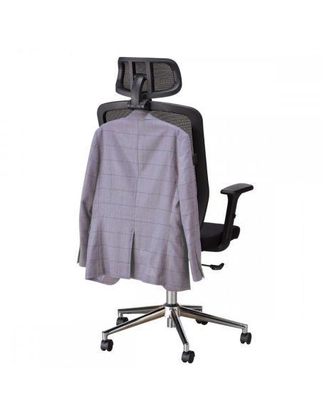 Sedia ufficio con schienale in rete e base cromata Alanis