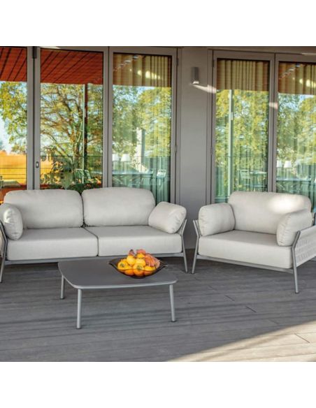 Set da giardino moderno in alluminio e corda Easy