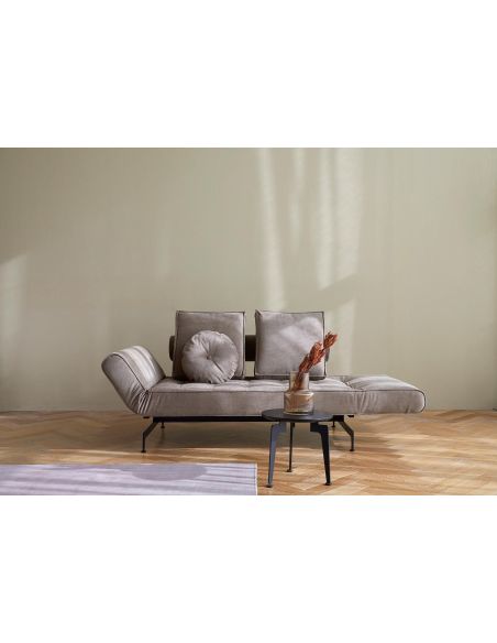 Divano letto singolo Ghia in tessuto con cuscini e materasso a molle Divano letto singolo Ghia in tessuto con cuscini e materasso a molle
