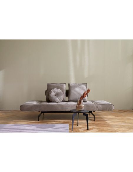 Divano letto singolo Ghia in tessuto con cuscini e materasso a molle Divano letto singolo Ghia in tessuto con cuscini e materasso a molle