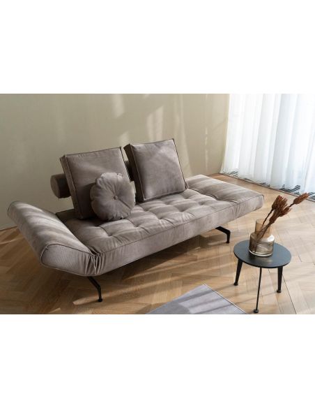Divano letto singolo Ghia in tessuto con cuscini e materasso a molle Divano letto singolo Ghia in tessuto con cuscini e materasso a molle