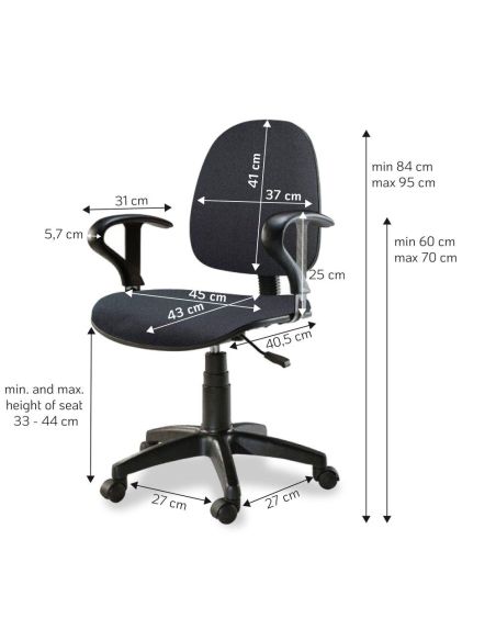 Sedia per ufficio operativa su ruote con schienale regolabile Easy